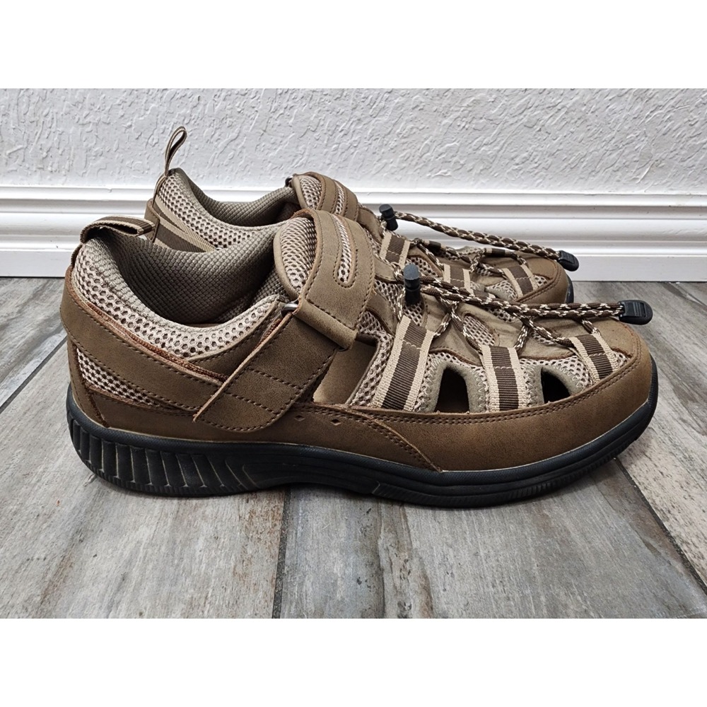 Orthofeet Clearwater Sandals Orthopedic Brown Leather Round Toe Straps Sz 12